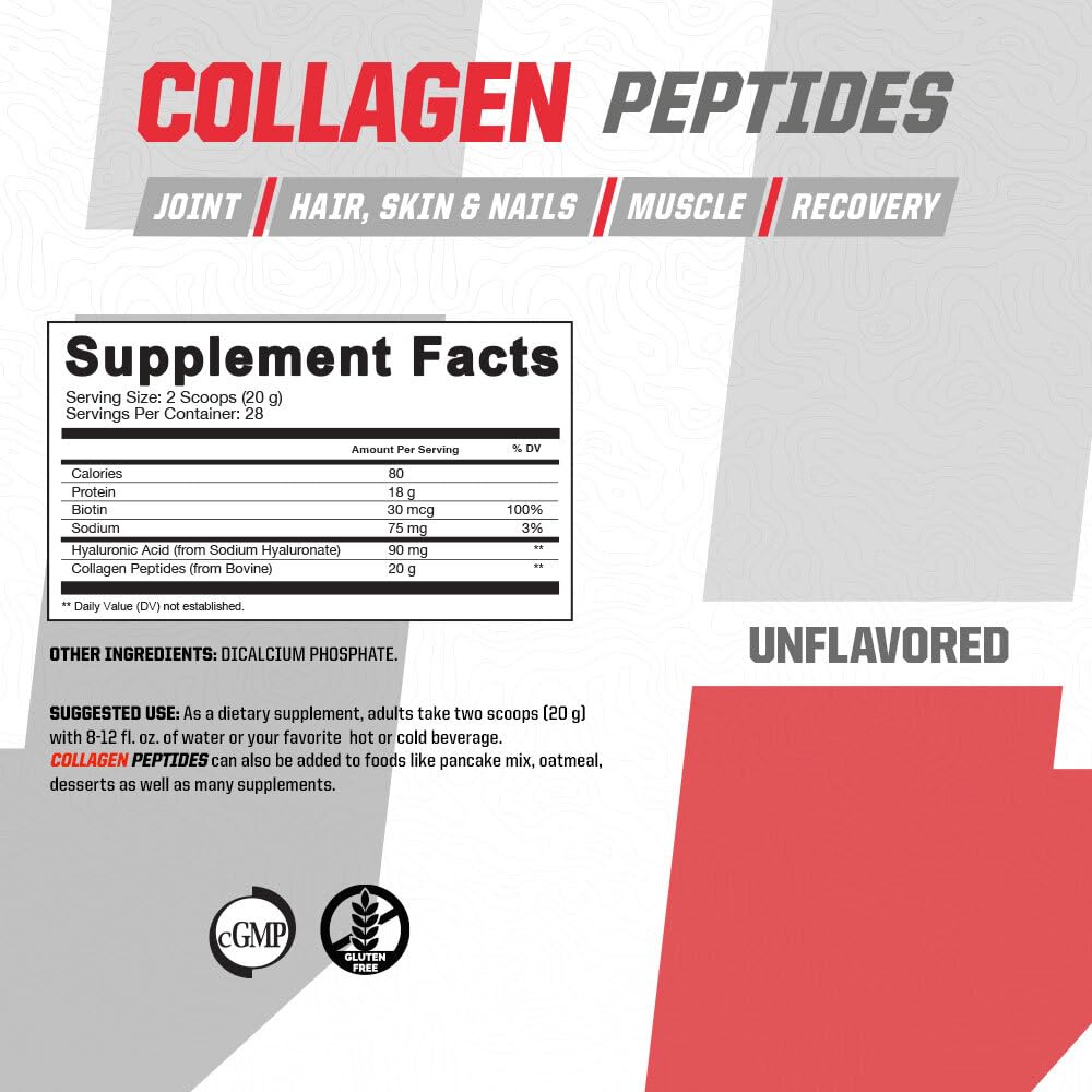 Undefined Nutrition Collagen Peptides with Hyaluronic Acid, Powder, 20 g