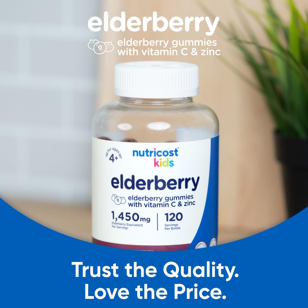 Nutricost Kids Elderberry Gummies with Zinc & Vitamin C, 120 Gummies