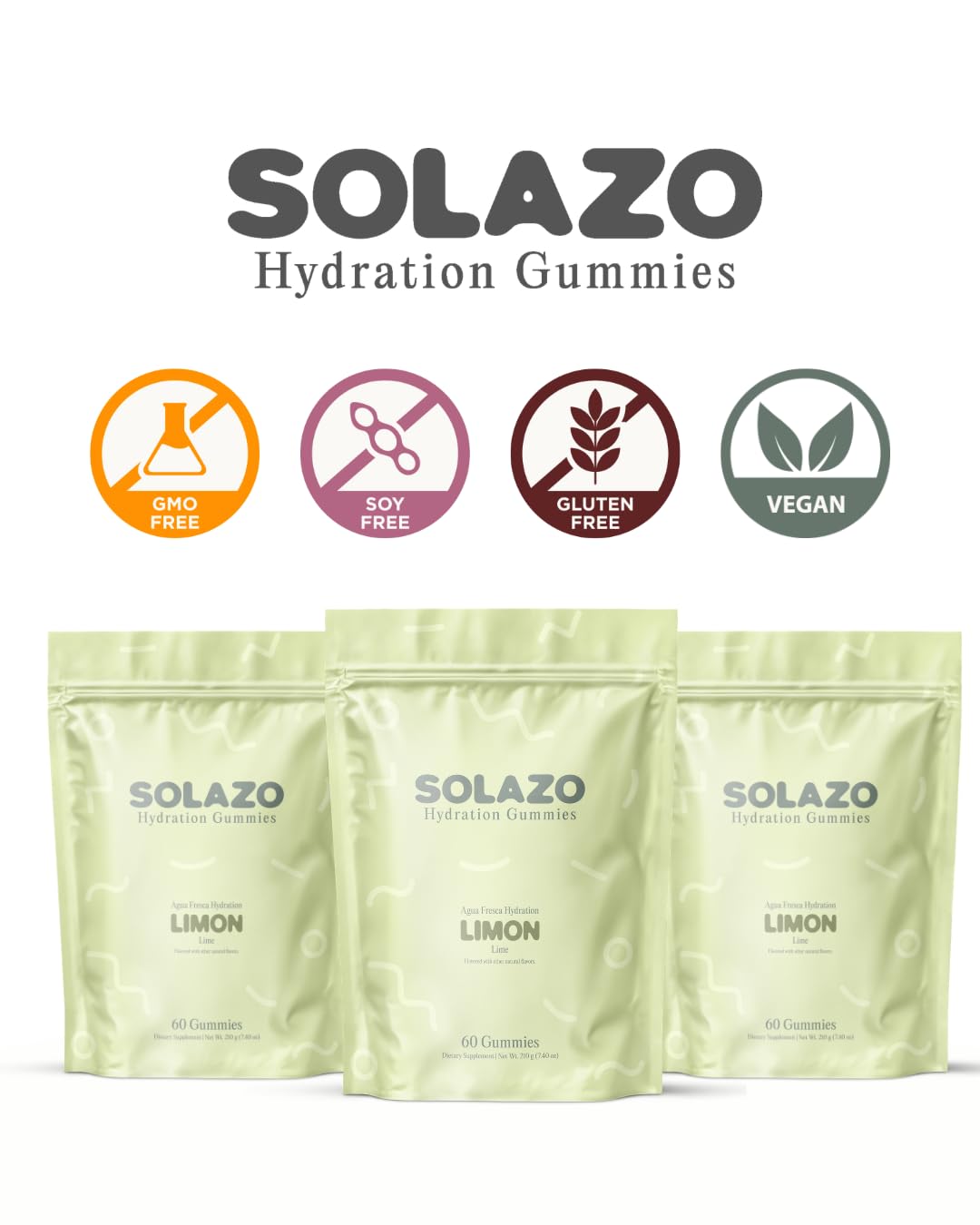 Solazo Hydration Gummies Gummy, 60 Count