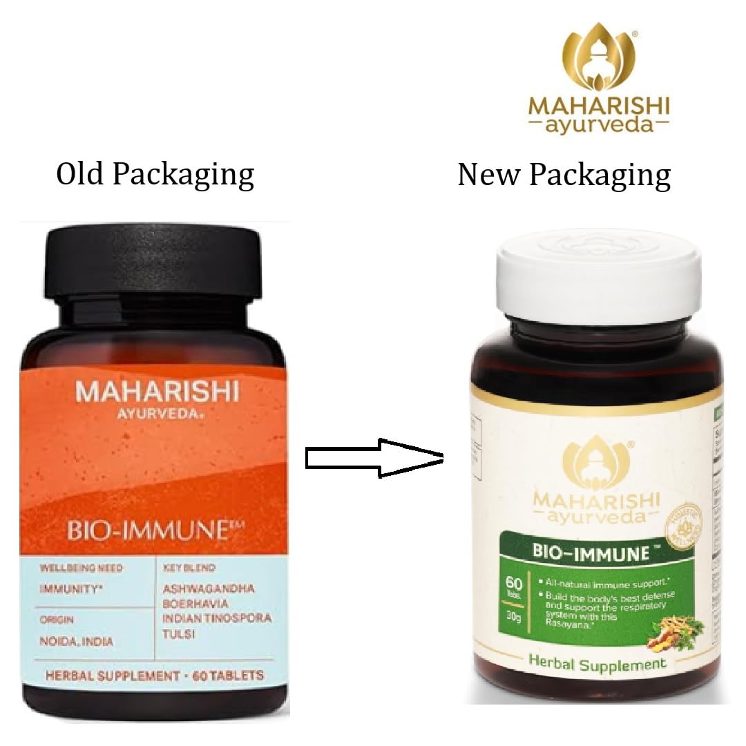 Maharishi Ayurveda Bio Immune 500 mg – 60 Tablets – Ayurvedic Blend with Tulsi, Ashwagandha, Tinospora & More – Supports Natural Immune Function, Detox & Cellular Resilience