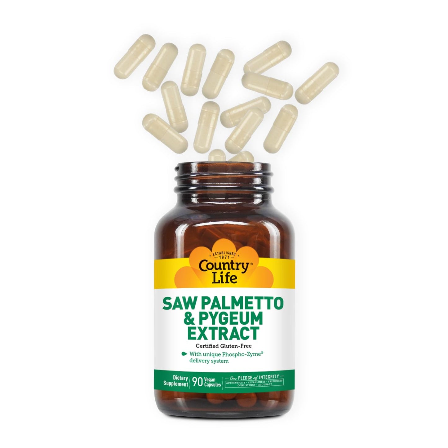 Country Life Saw Palmetto & Pygeum Extract Prostate Health Supplement for Men's Health Promotes Healthy Urinary Tract Function 90 Capsules