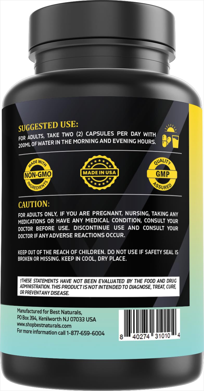 Best Naturals Liposomal NAC Complex 1500 mg Per Serving with Black Pepper Extract, NAC, Milk Thistle Extract & Glycine, Fiber Enhanced Formula Capsules 90 Count