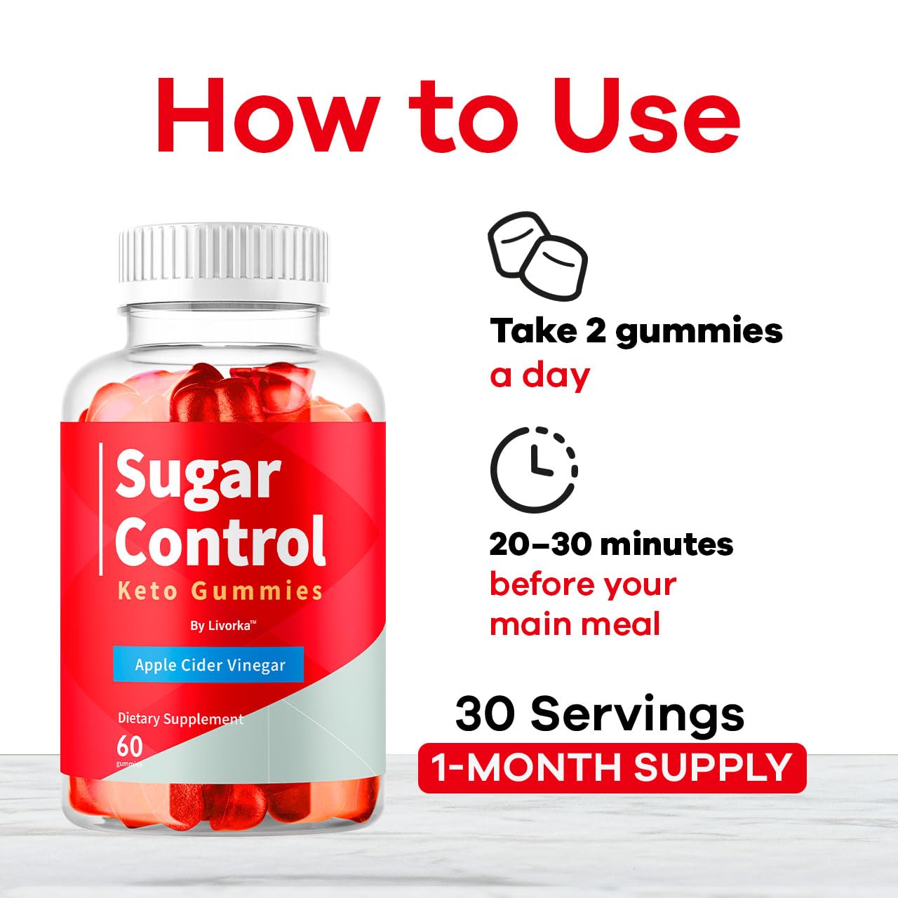 LIVORKA SugarControl Keto Gummies Apple Cider Vinegar, 120 Gummies