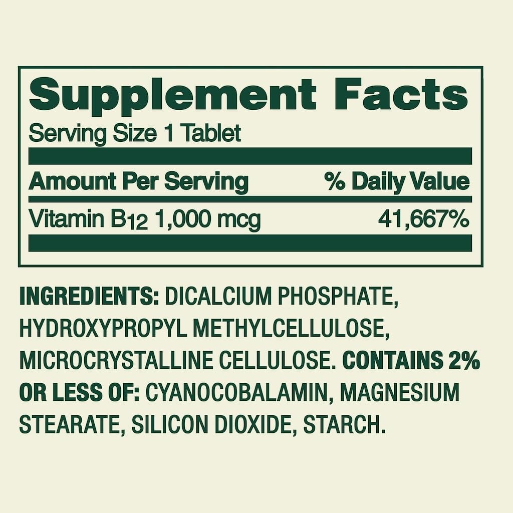 Generic Vitamin B12 Timed-Release Tablets, 1000 mcg, 60 Tablets