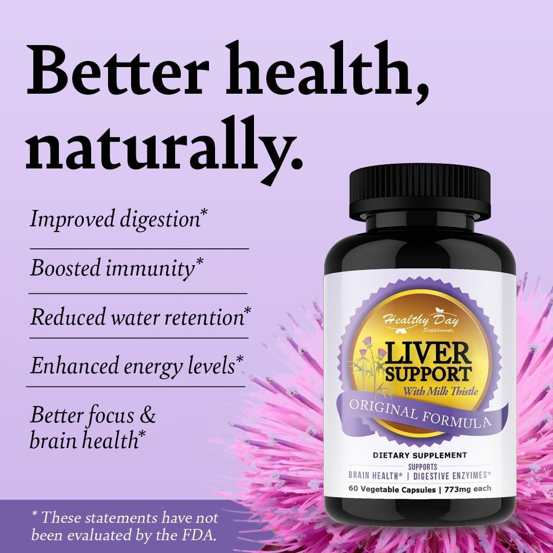 Healthy Day Supplements Liver Detox Cleanse & Repair Supports Brain Health & Digestive Enzymes 60 Capsules