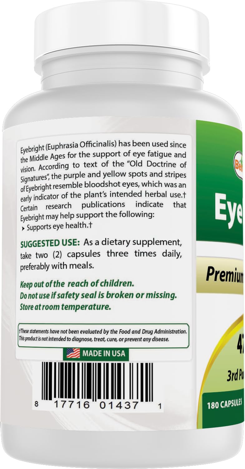 Best Naturals Eyebright 470 mg Capsules, 360 Count