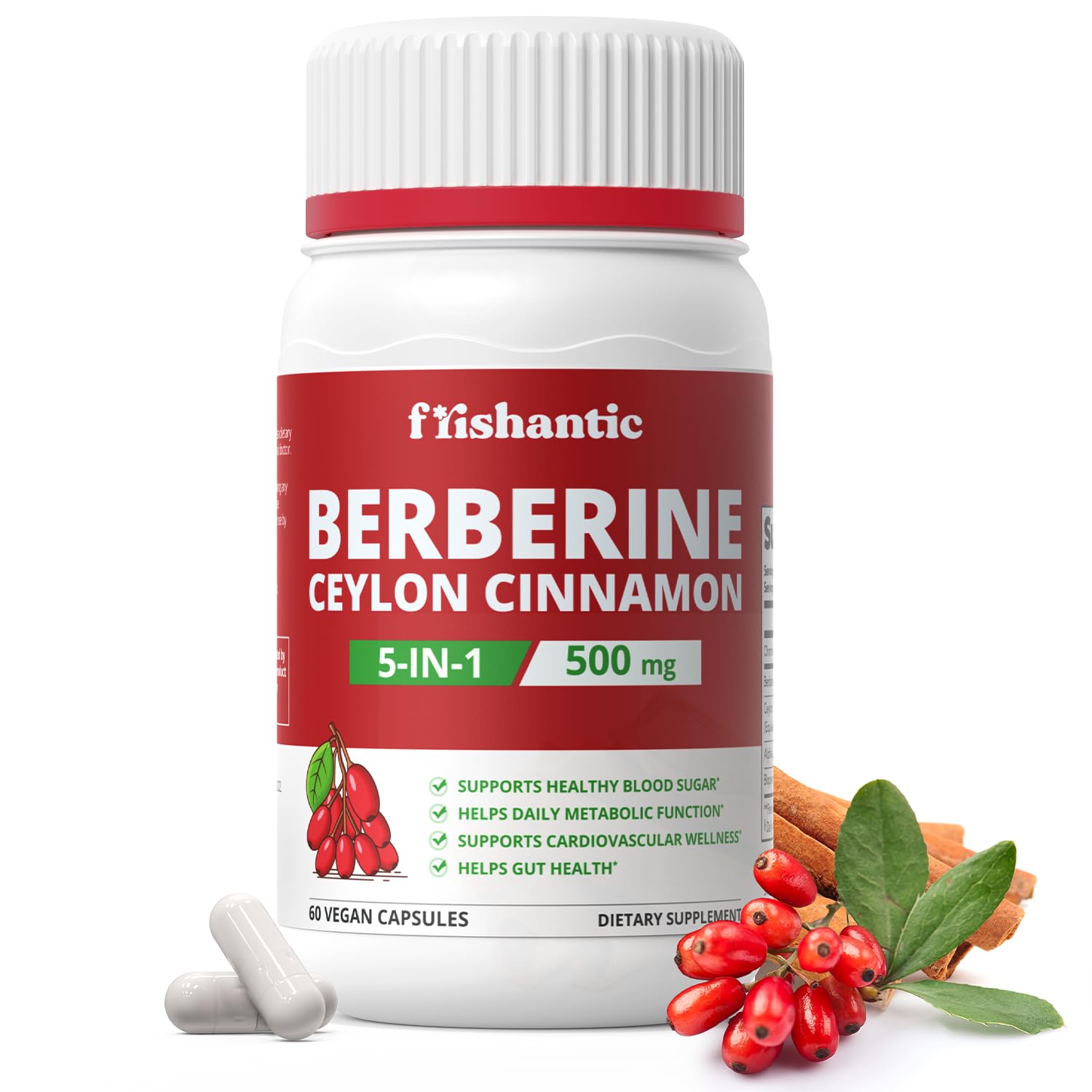 Frishantic Berberine with Ceylon Cinnamon 500mg Capsule, 60 Capsules