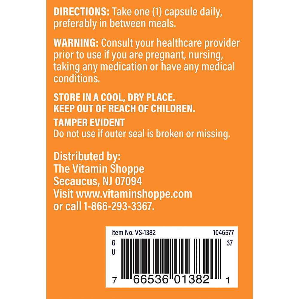 The Vitamin Shoppe L-Arginine 500MG - Nitric Oxide Production, Circulation & Exercise Performance Support Capsule, 1 Count