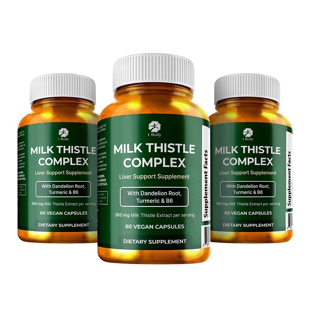 1 Body Milk Thistle Complex Silymarin Liver Support Capsule 180