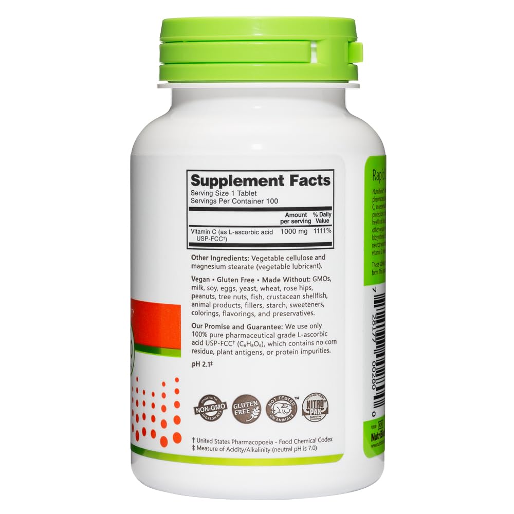 NutriBiotic Vitamin C 1000 mg Tablets, 100 Count