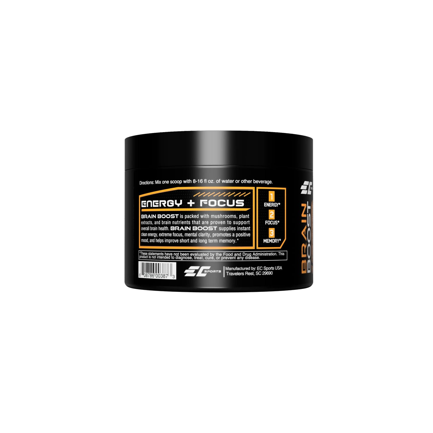 EC Sports Brain Boost Tropical Punch Nootropic Supplement for Focus, Faster Processing, Instant Energy & Performance w/ 18 Nootropics Powder, 1 oz