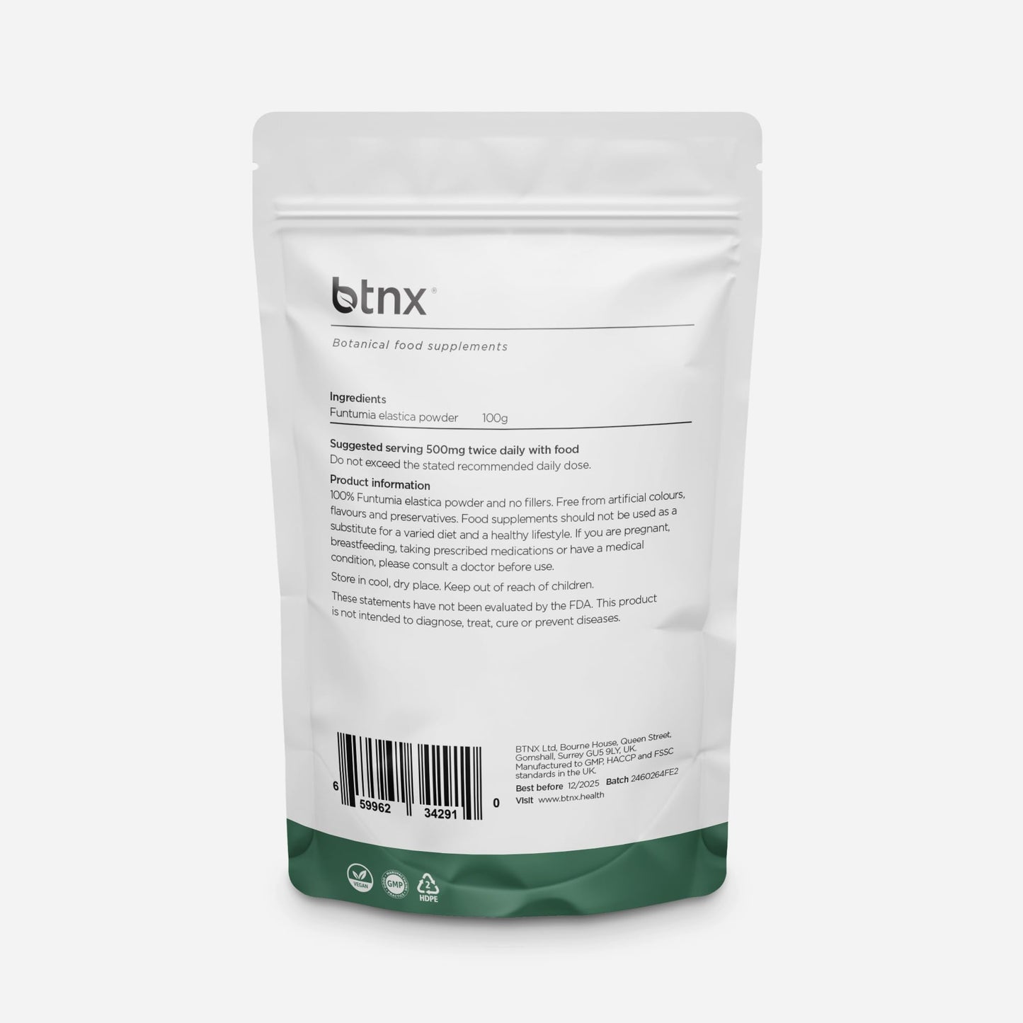 BTNX Funtumia Elastica Powder - Respiratory Support Supplement - 3 Month Supply