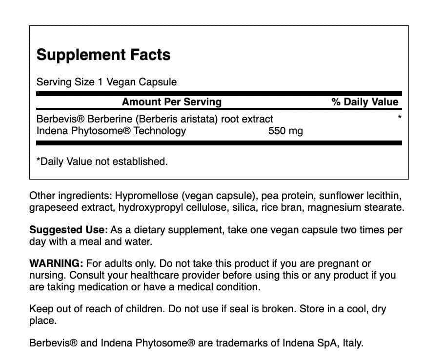 Swanson Berberine Advanced Enhanced Absorption Supplement Capsules 30