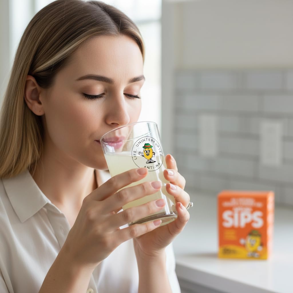 Anti-Na SIPS Life Dual-Action Nausea Relief+ Energy Support 2000mg Premium Ginger Dissolving Mix, 30 Packets