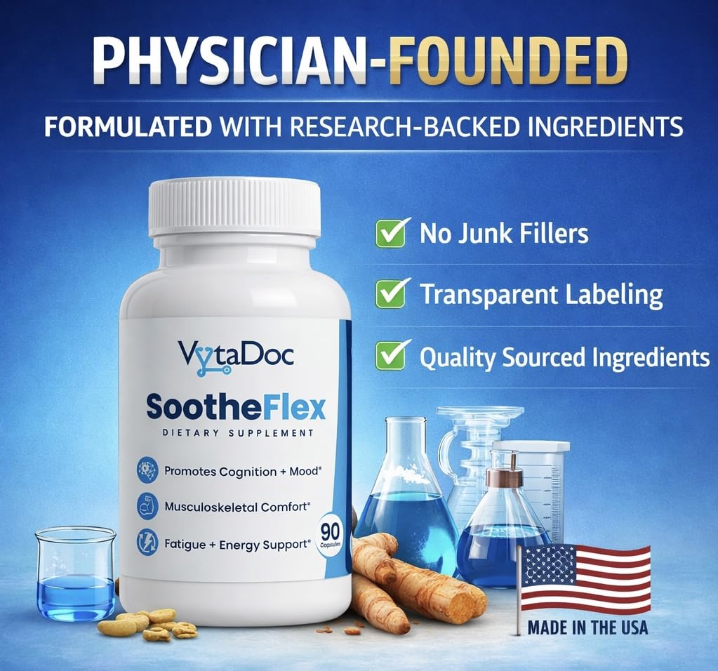 VytaDoc SootheFlex Women’s Energy, Mood & Joint Support with Gentle Iron Capsules, 90 Count