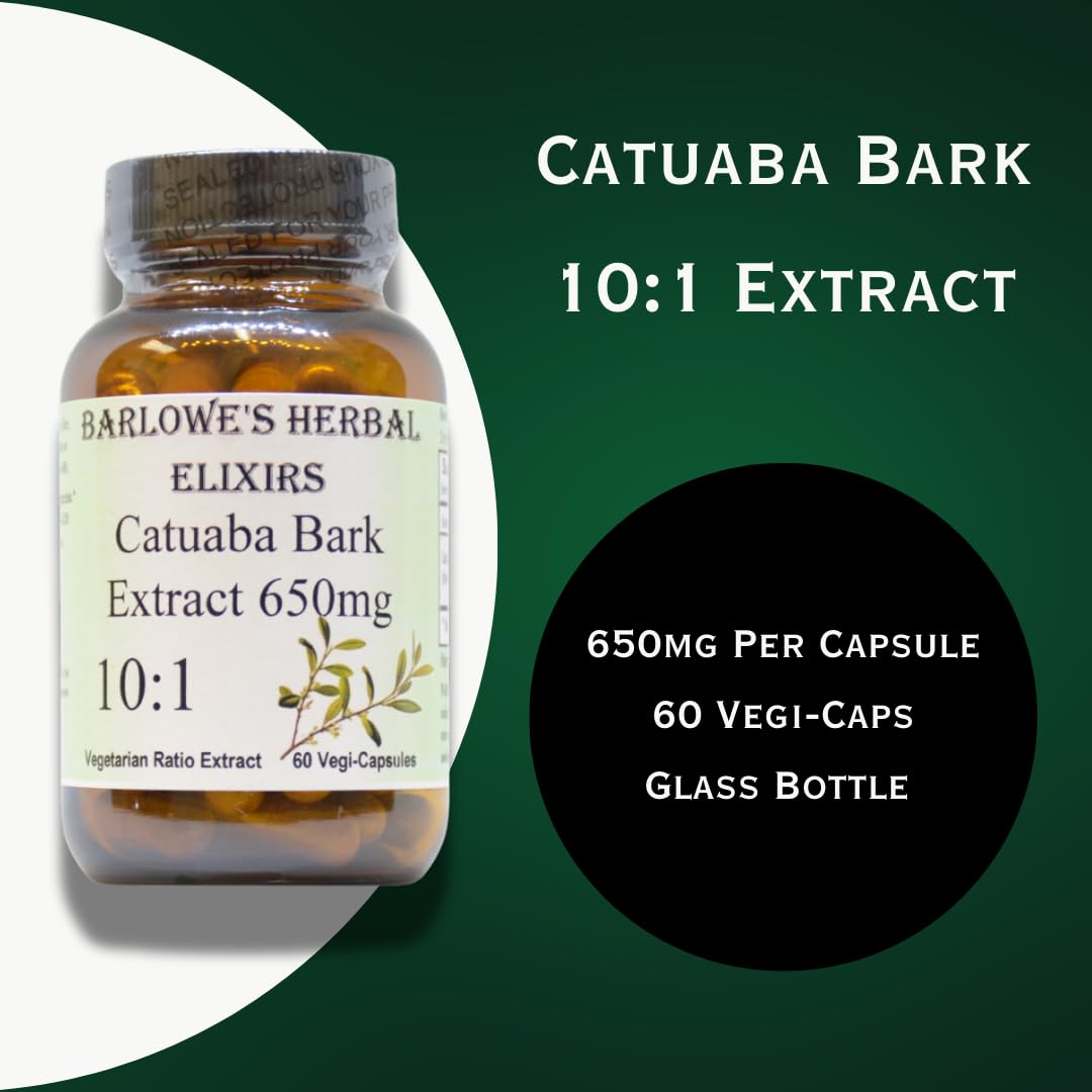 Barlowe's Herbal Elixirs Catuaba 10:1 Extract 650 mg Per Capsule, 60 Capsules