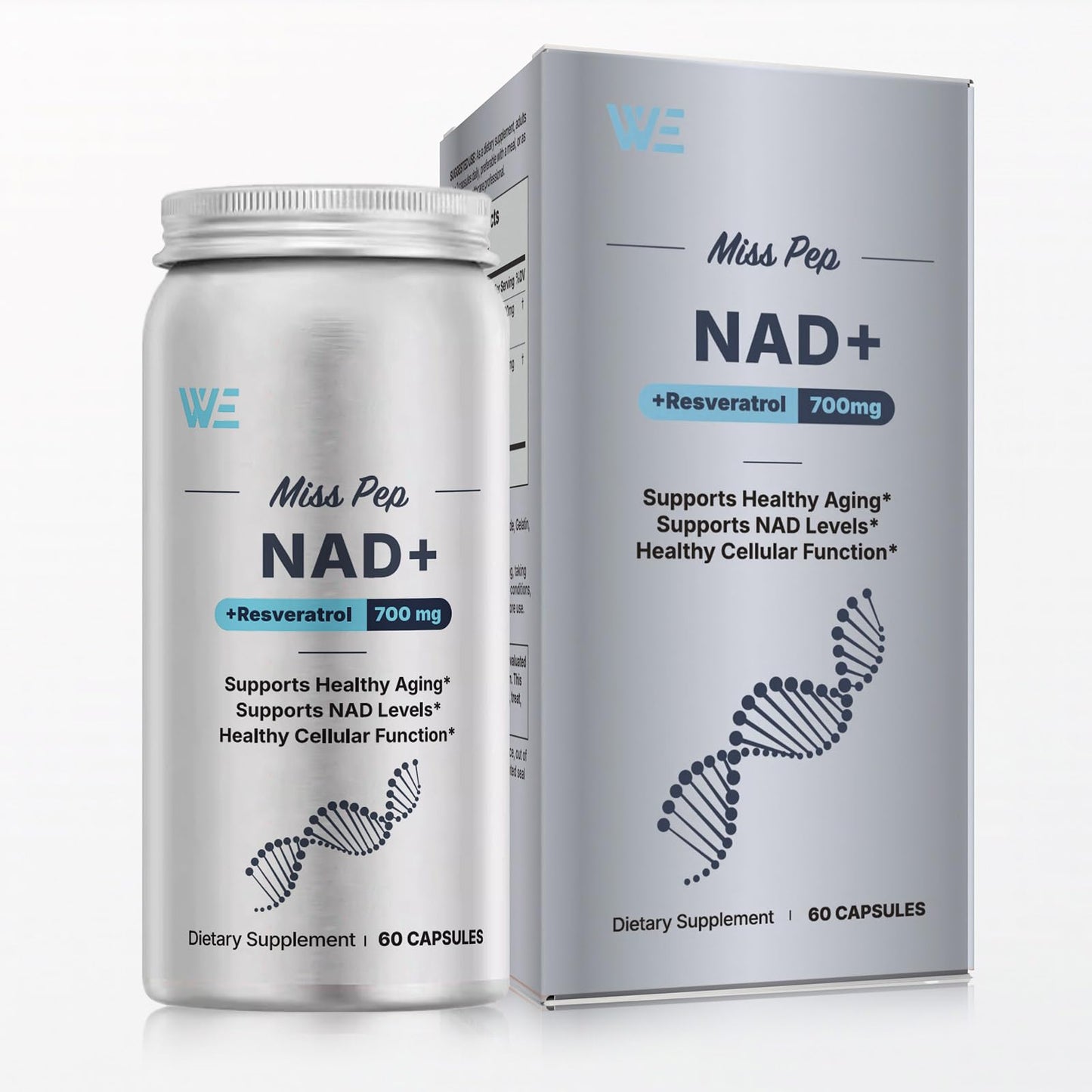 MISS PEP NAD+ Supplement with Nicotinamide Riboside and Resveratrol Capsule, 60 Capsules