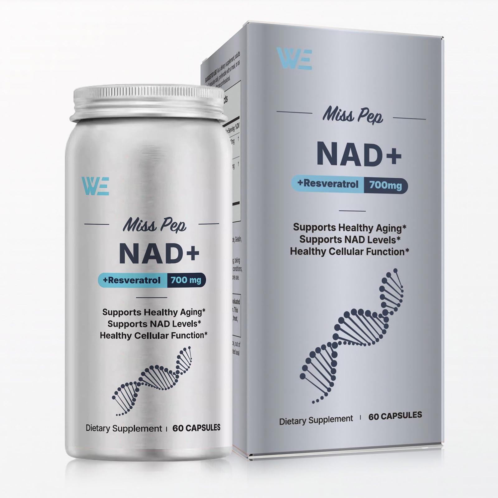 MISS PEP NAD+ Supplement with Nicotinamide Riboside and Resveratrol Capsule, 60 Capsules