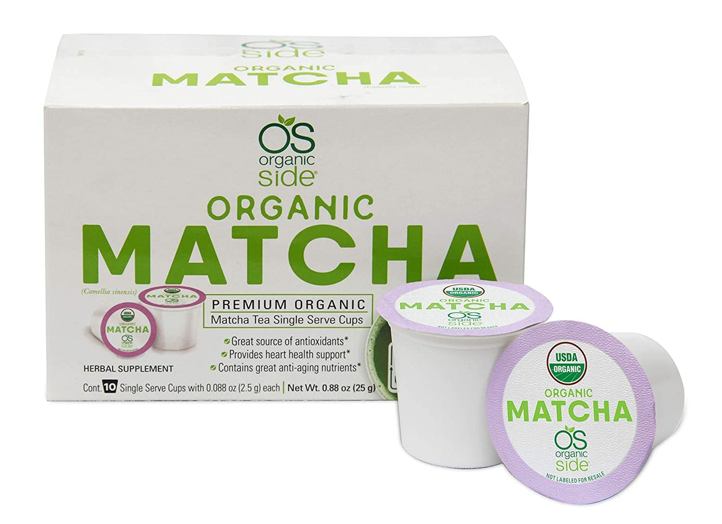 OS Organic Side Greenside Detox Herbal Tea Matcha Powder, 10 Count