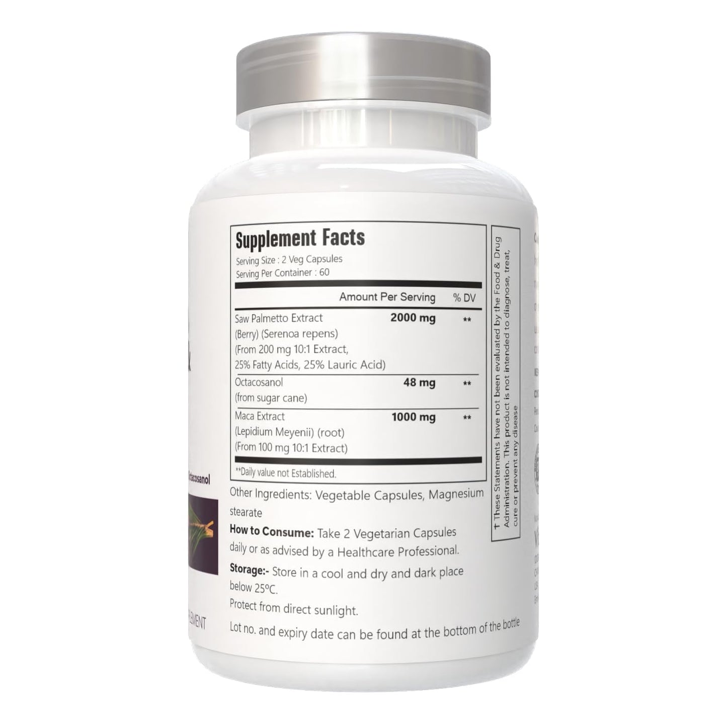 VitaCosmoX Saw Palmetto Complex with Maca Capsules 120 Count