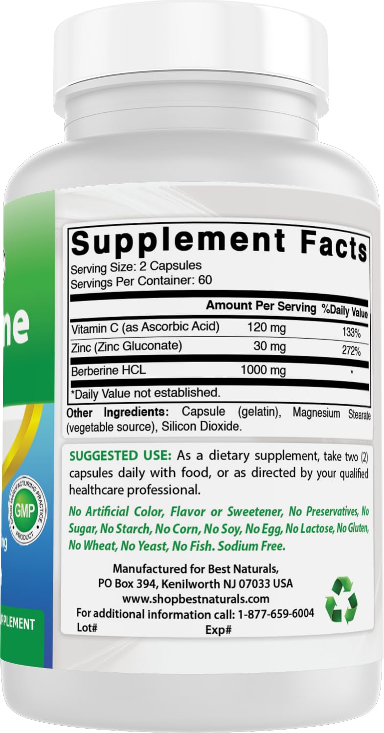 Best Naturals Berberine Plus 1000 mg/Serving Capsule 240 Count