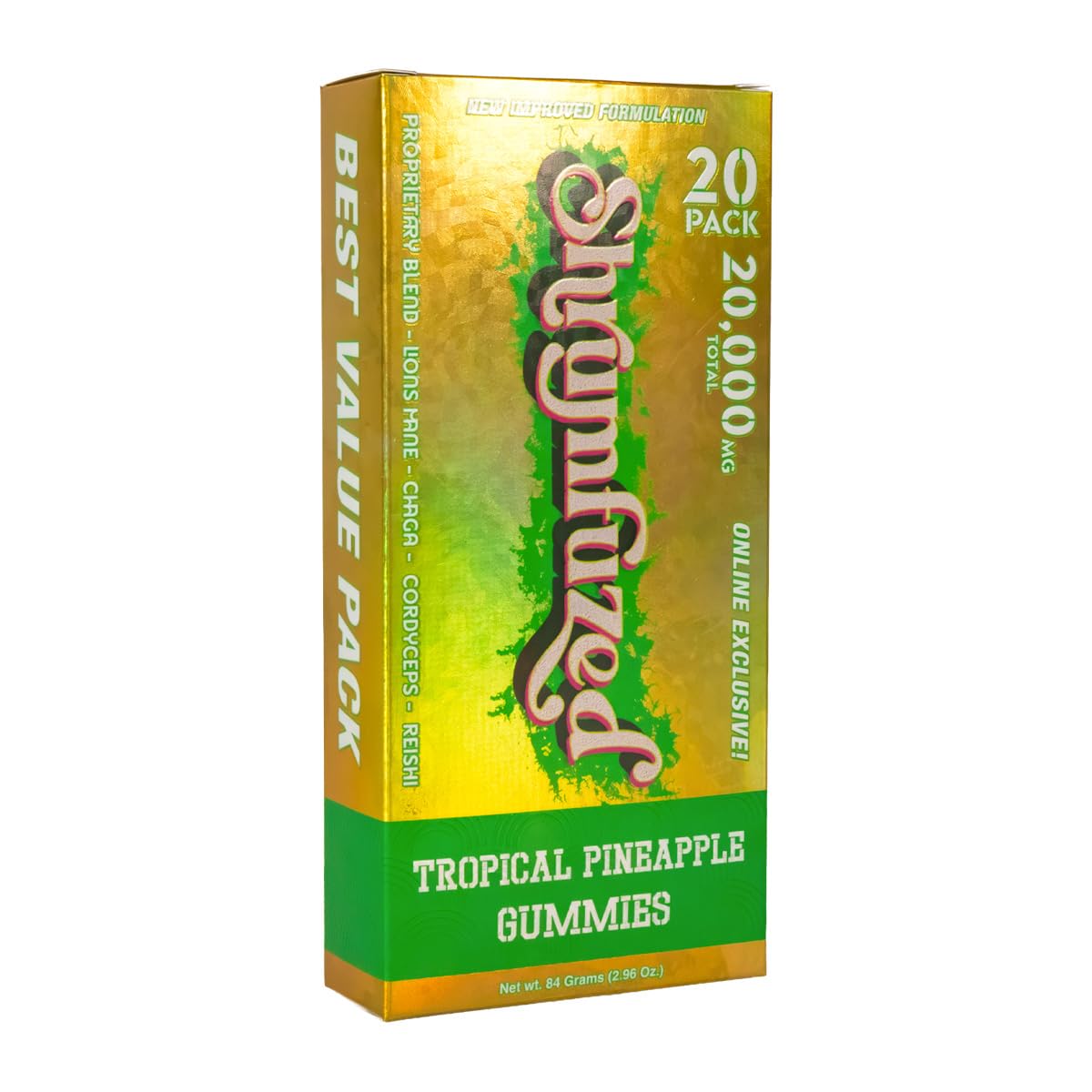 Shrumfuzed Proprietary Nootropic Gummy Lion's Mane, Reishi, Chaga, and Cordycep Nootropic Mushroom Blend, 20 Gummies