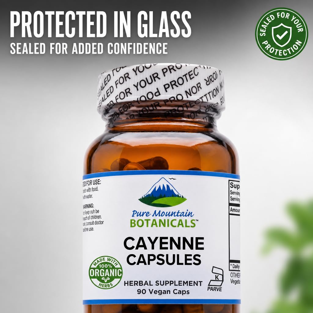 Pure Mountain Botanicals Cayenne Pepper Capsules 90 Count