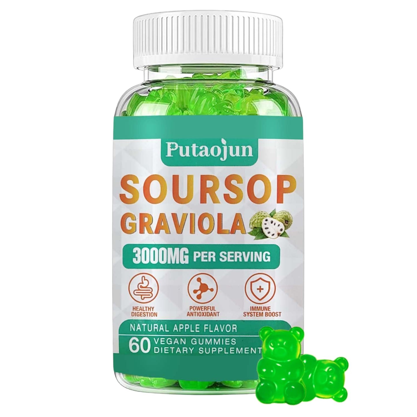 Putaojun Soursop Graviola Gummies 60 Count