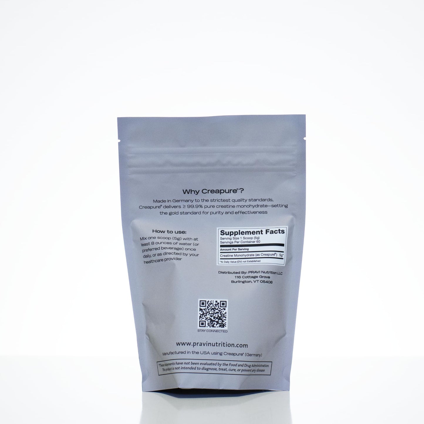 Pravi Nutrition Creapure Creatine Monohydrate Powder 10.6 oz