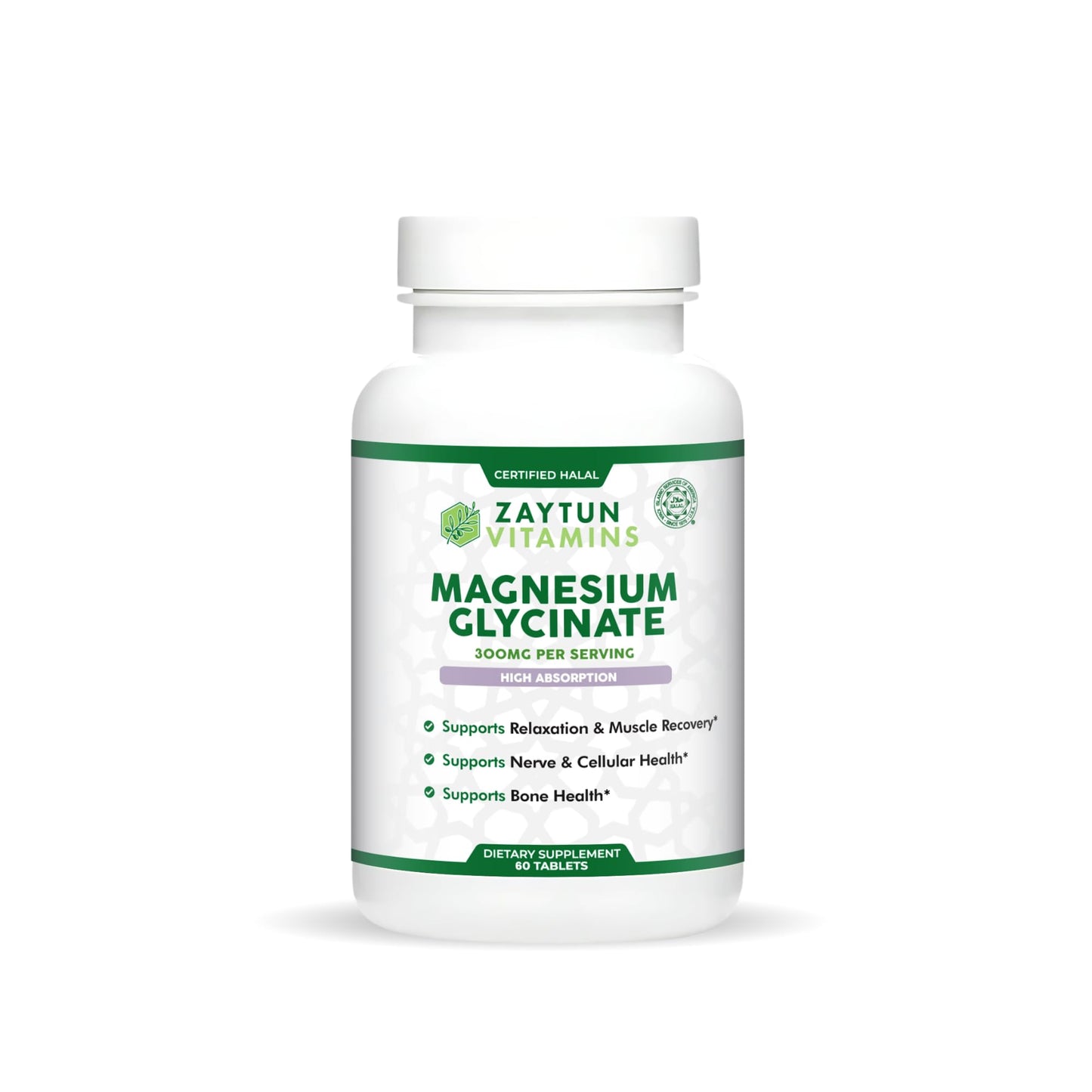 Zaytun Vitamins Magnesium Glycinate 300mg, 60 Tablets