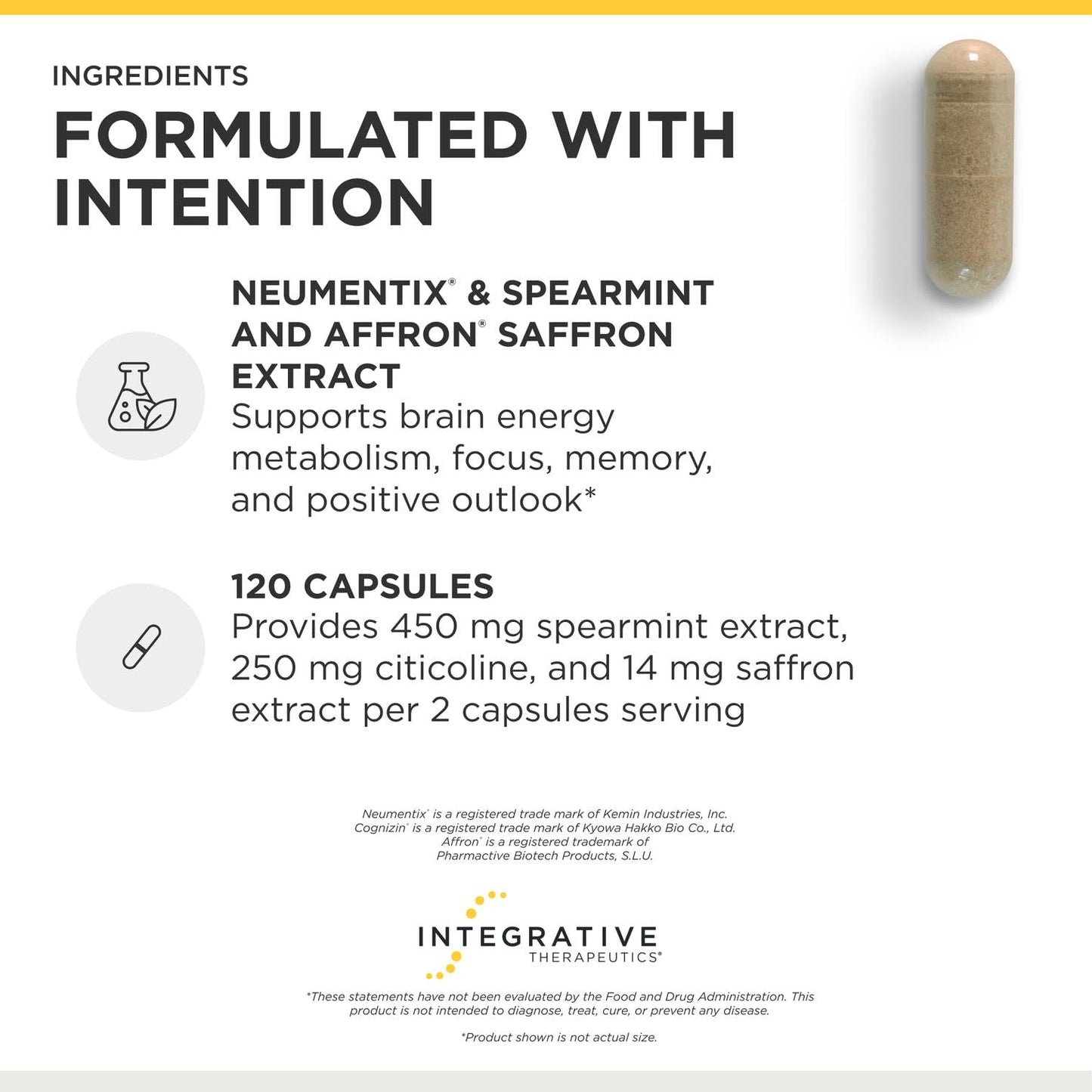 Integrative Therapeutics Neurologix with Saffron and CDP-Choline Nootropic for Brain Health, Focus and Memory Support, Vegan, Gluten-Free & Dairy-Free, Capsule, 120 Capsules