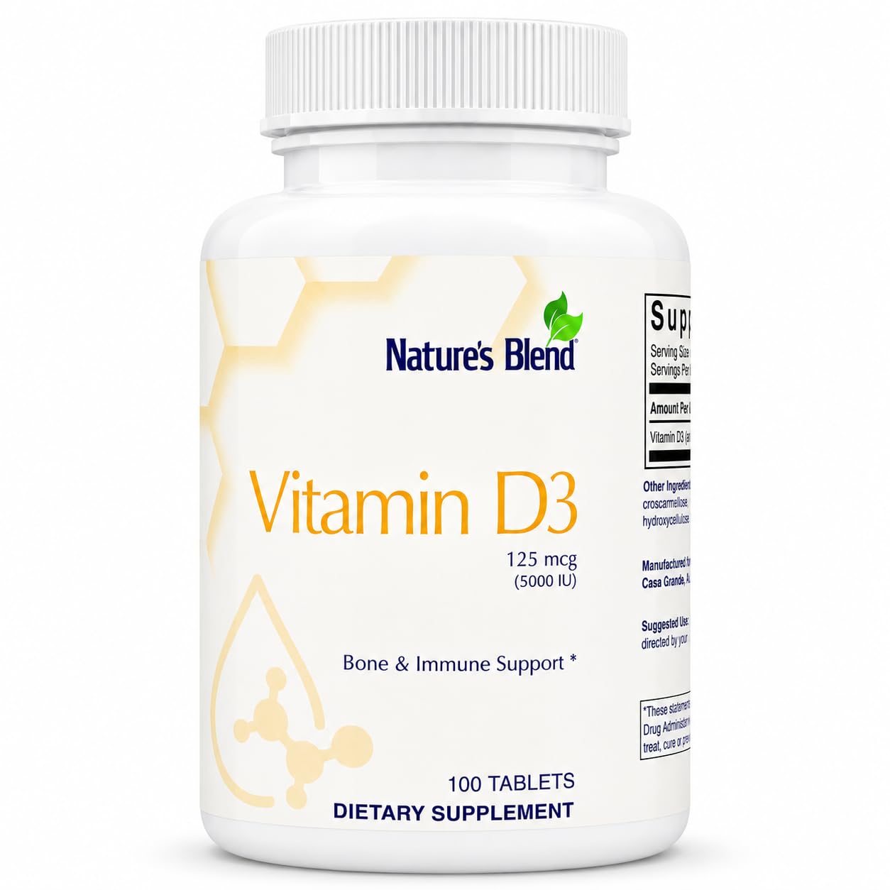 Nature's Blend Vitamin D3 5000 IU 125 mcg Tablet, 100 Tablets