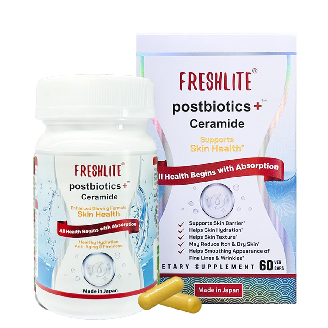 FRESHLITE Japanese Clear Skin Ceramide Supplement Capsule, 60 Count
