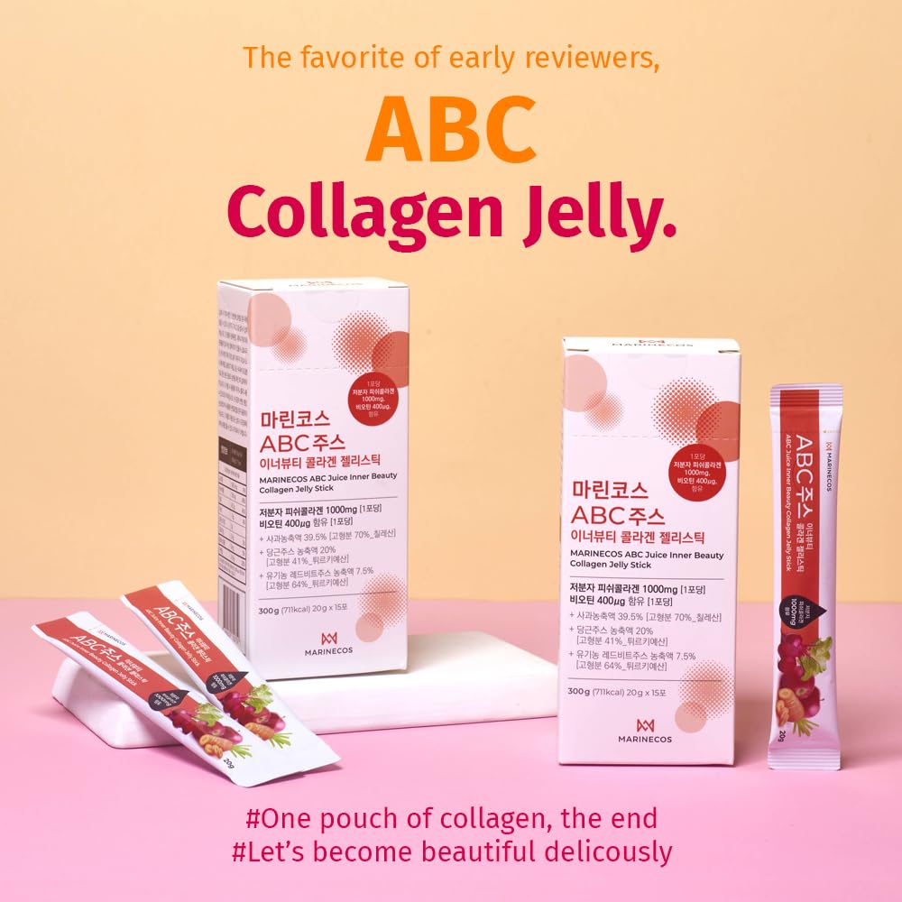 ZIOSTAND ABC Juice Inner Beauty Collagen Jelly Stick Gummy, 15 Count