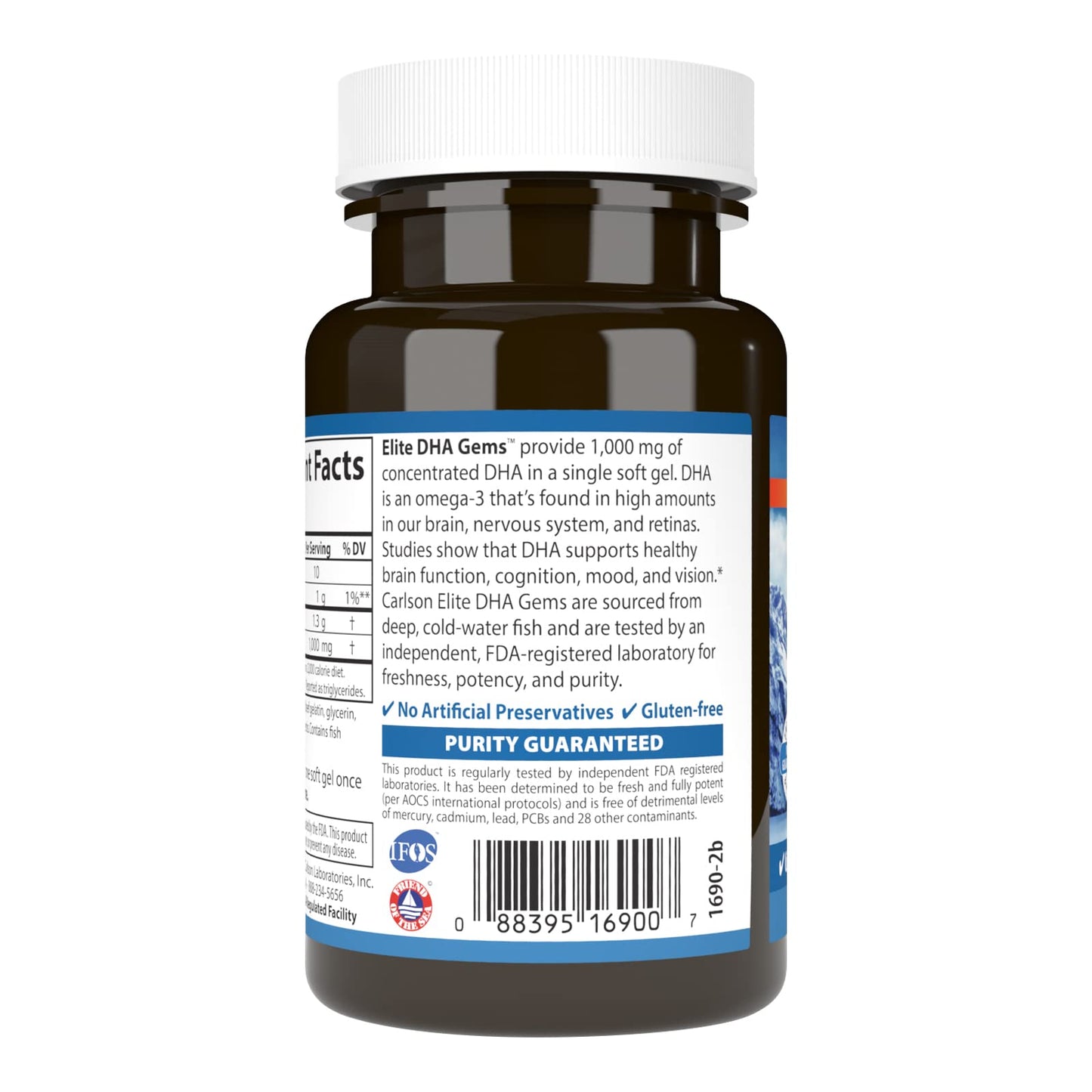 Carlson Elite DHA Gems 1000 mg DHA Softgels, 30