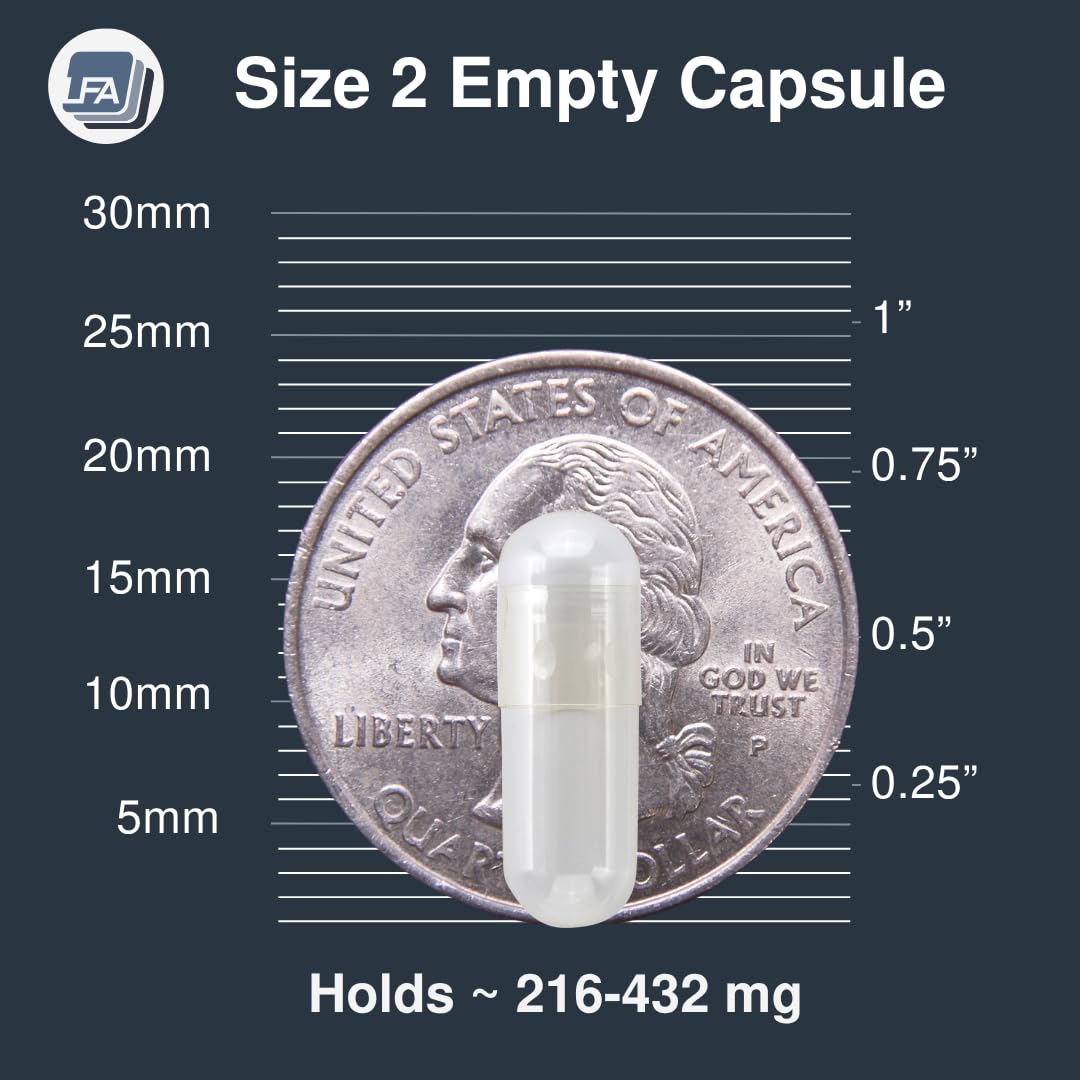 LFA Tablet Presses Empty Capsules Size 2 Clear Gelatin Capsules, 500 Count
