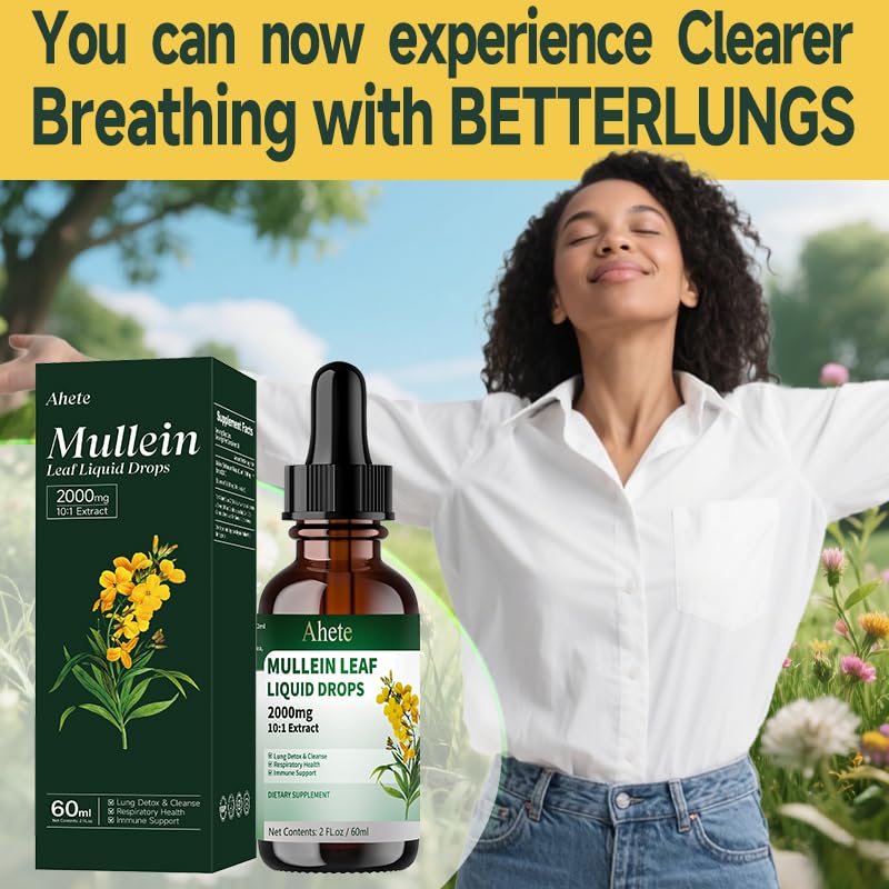 Ahete Natural Mullein Drops - Herbal Throat Relief & Respiratory Support Gummy 60