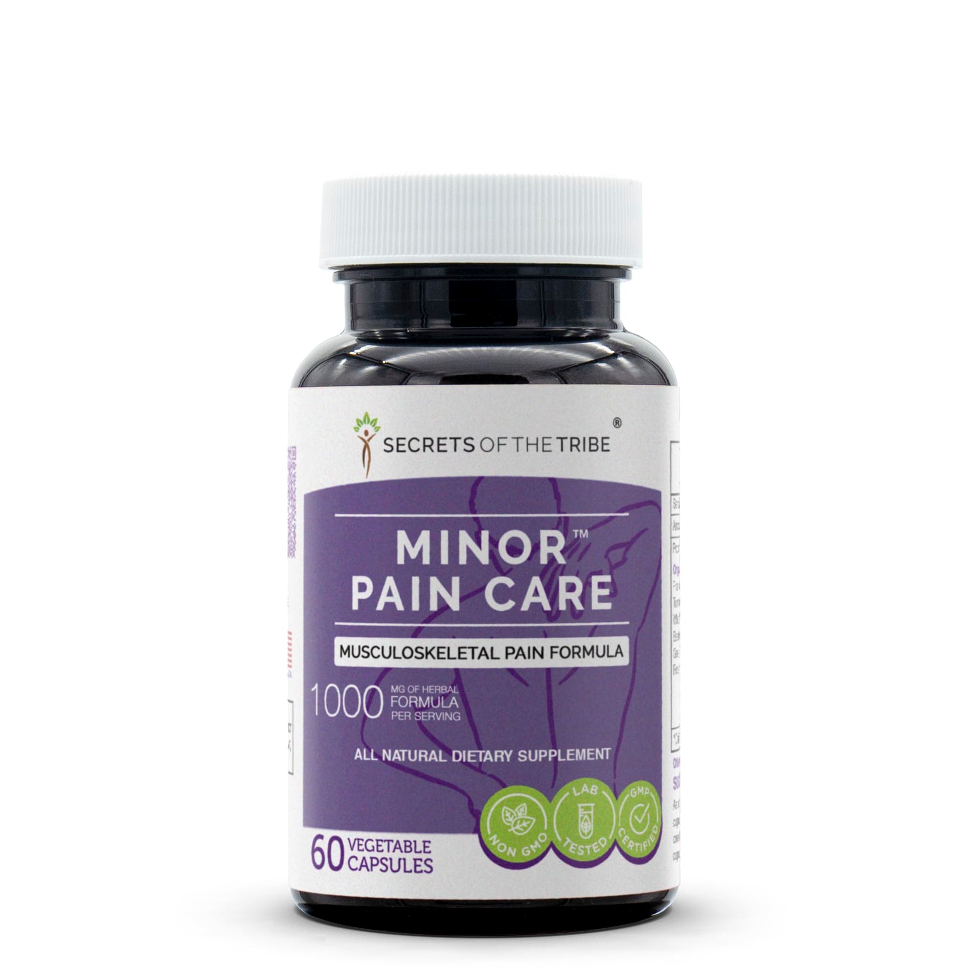 Secrets of the Tribe Minor Pain Care Musculoskeletal Pain Formula Herbal Supplement Blend 60 Capsules