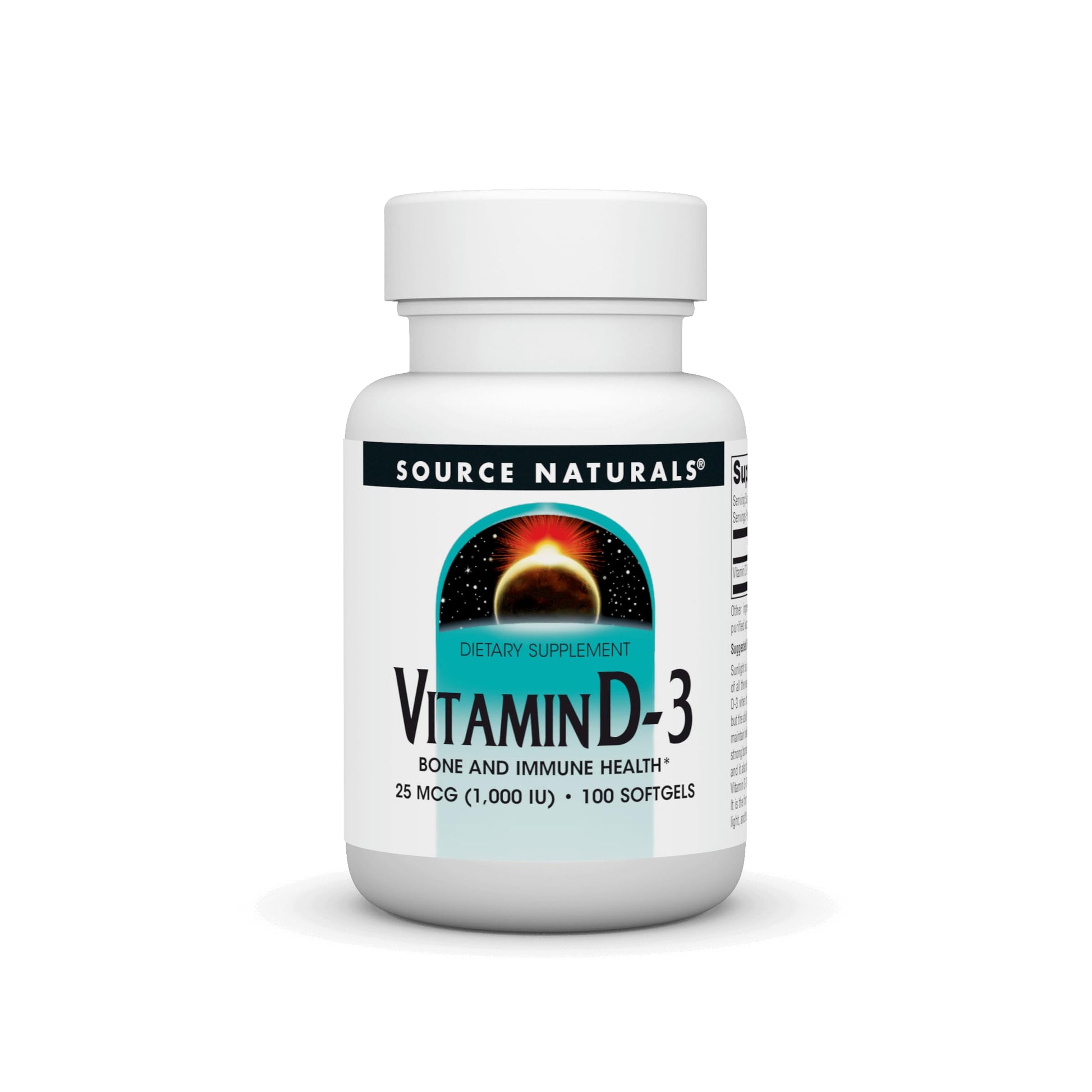 Source Naturals Vitamin D-3 1000 IU Supports Bone and Immune Health, Softgels, 100 Count