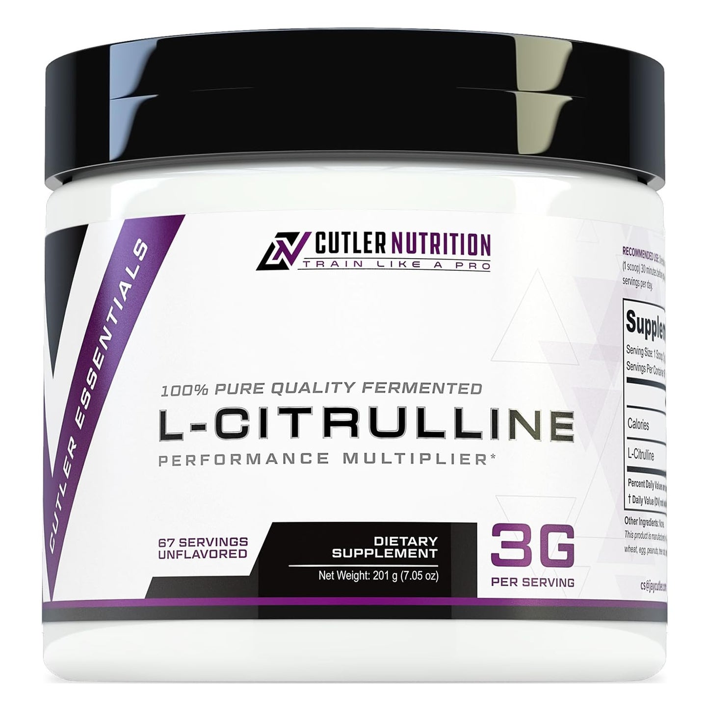 Cutler Nutrition Jay Essentials 100% Pure L-Citrulline Powder, Unflavored, 7.05 oz