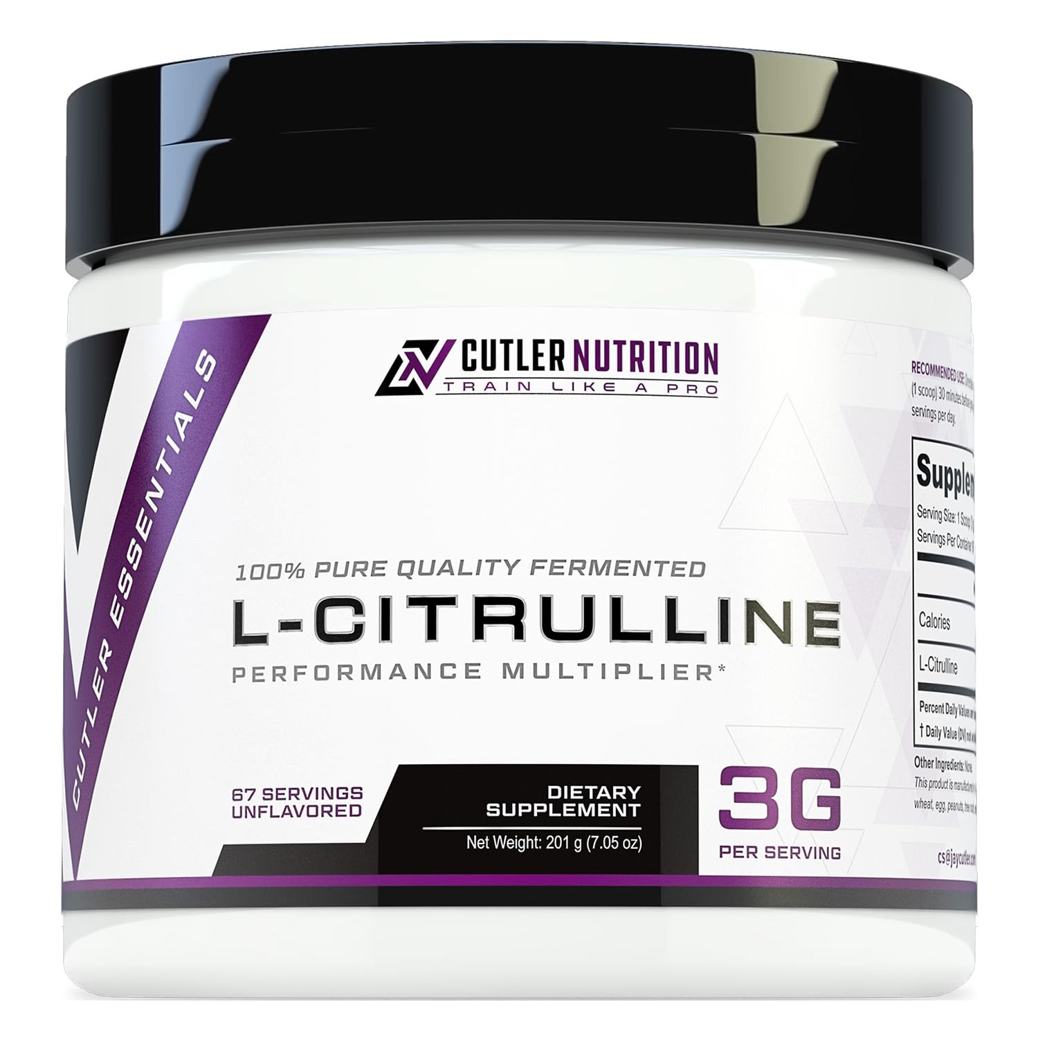 Cutler Nutrition Jay Essentials 100% Pure L-Citrulline Powder, Unflavored, 7.05 oz