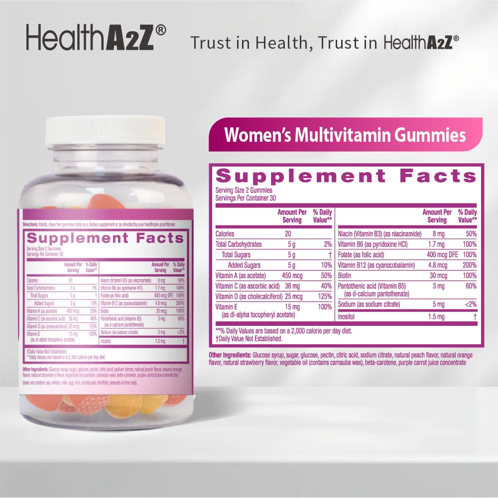 NutraA2Z Women Multivitamin Gummies, 60 Count