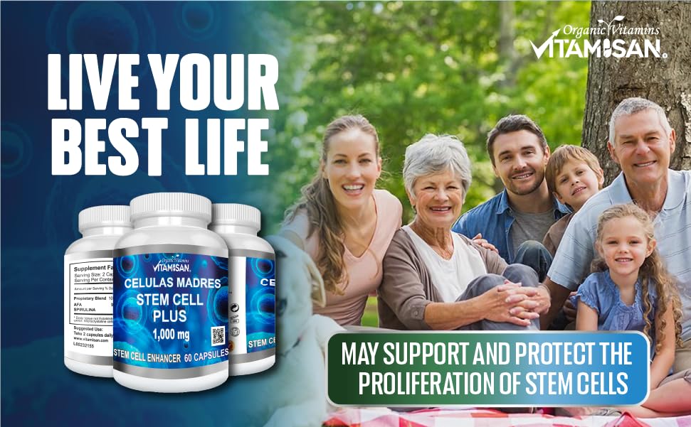 VITAMISAN 4 Celulas Madres Stemcells AFA Blue Green Algae Anti-Aging 240 Capsules