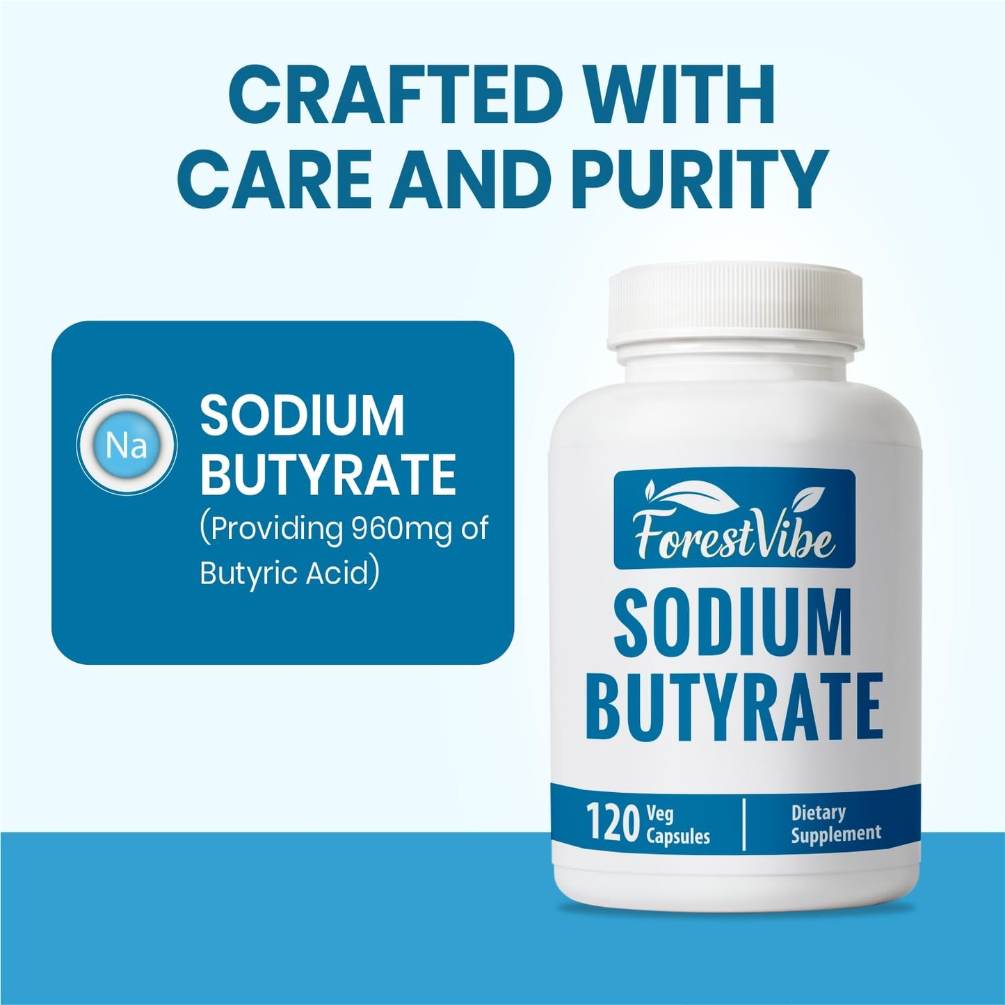 ForestVibe Sodium Butyrate Supplement Capsules, 120 Count