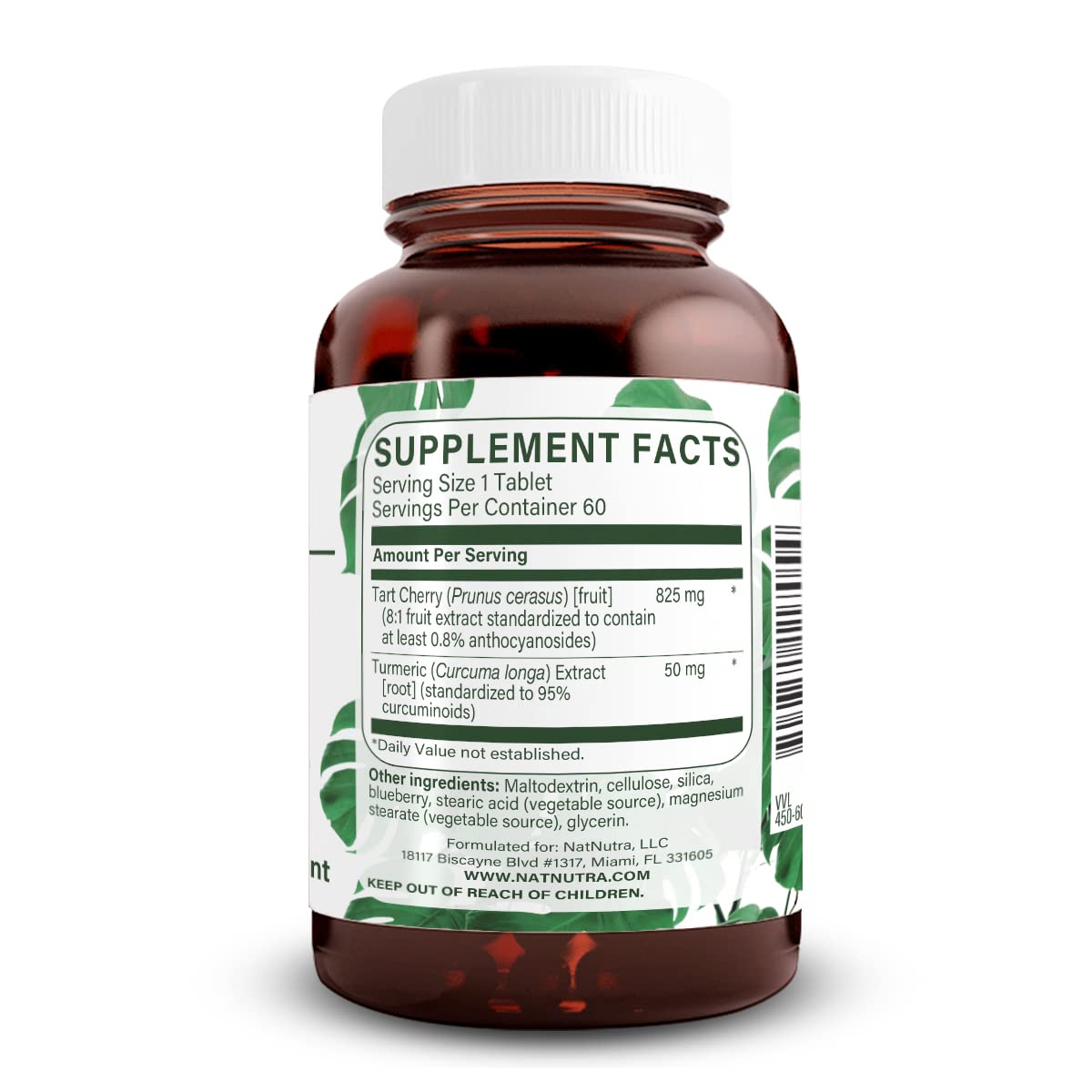 Natural Nutra Tart Cherry Extract with Turmeric Curcumin Tablets, 60 Count