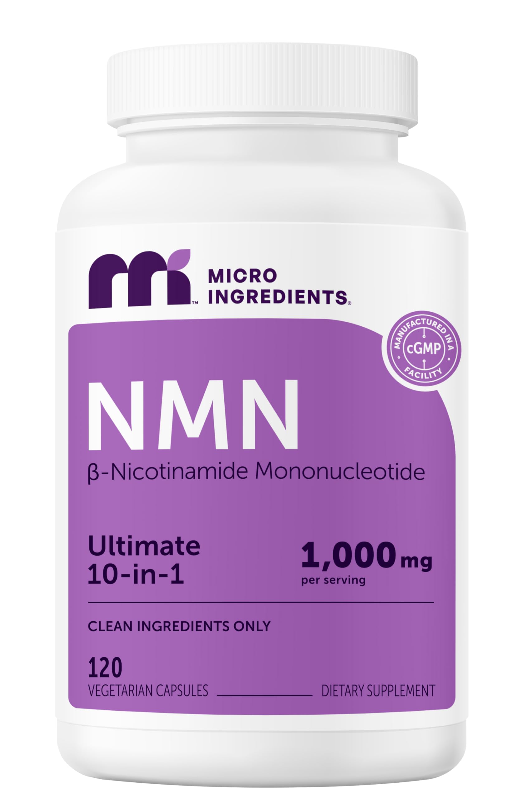 Micro Ingredients NMN Complex 1000mg Per Serving Capsule, 120 Count