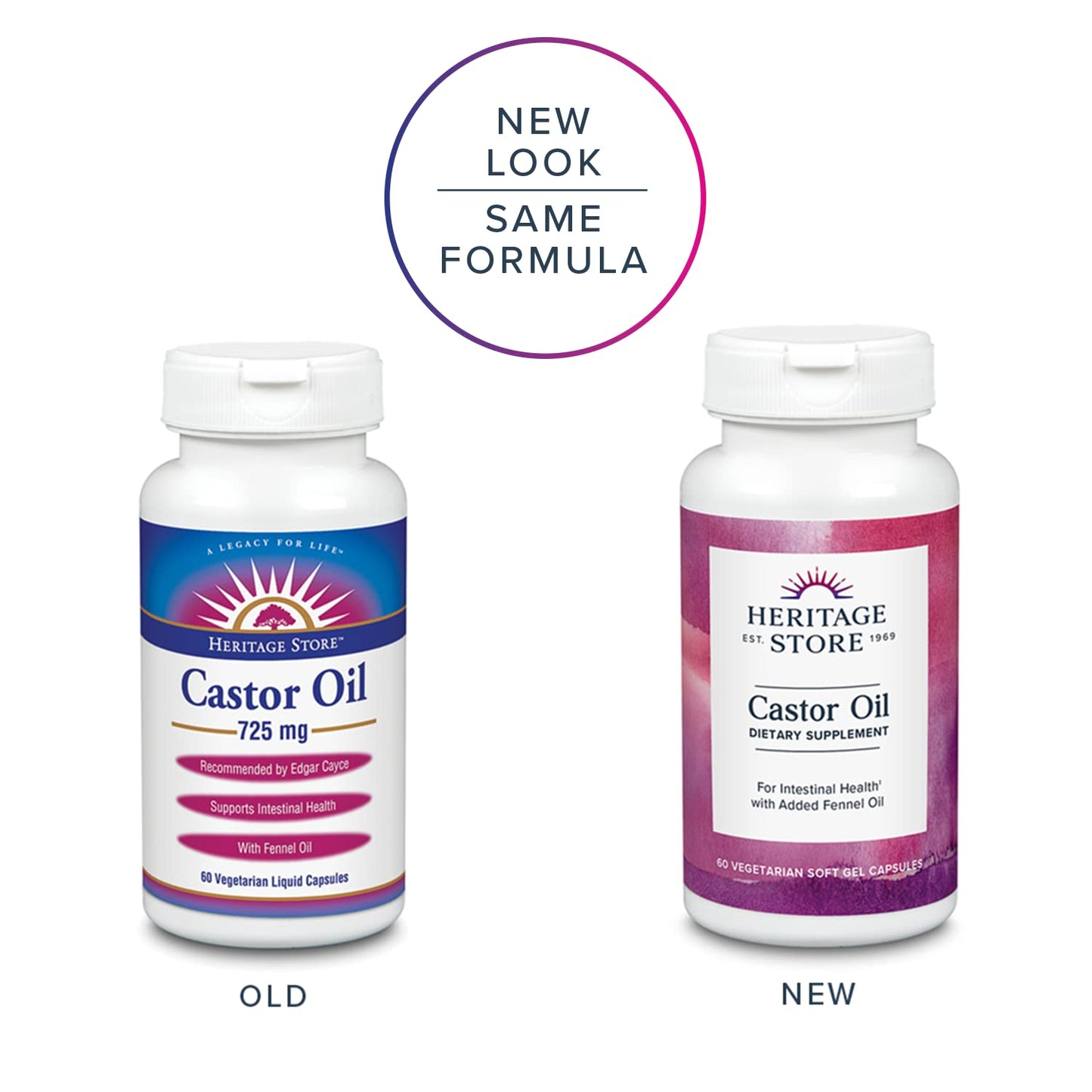 HERITAGE STORE Castor Oil Supplement 725 mg Capsules, 60 Count