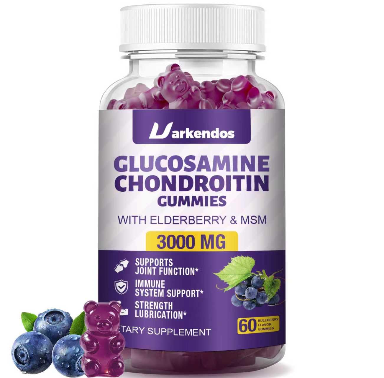 Uarkendos Glucosamine Chondroitin Gummies with MSM & Elderberry 3000mg, Gummies, 60 Count