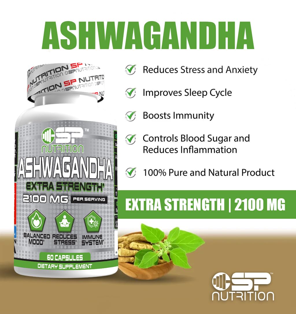 S Nutrition Ashwagandha Extra Strength Supplement Capsules, 120 Capsules