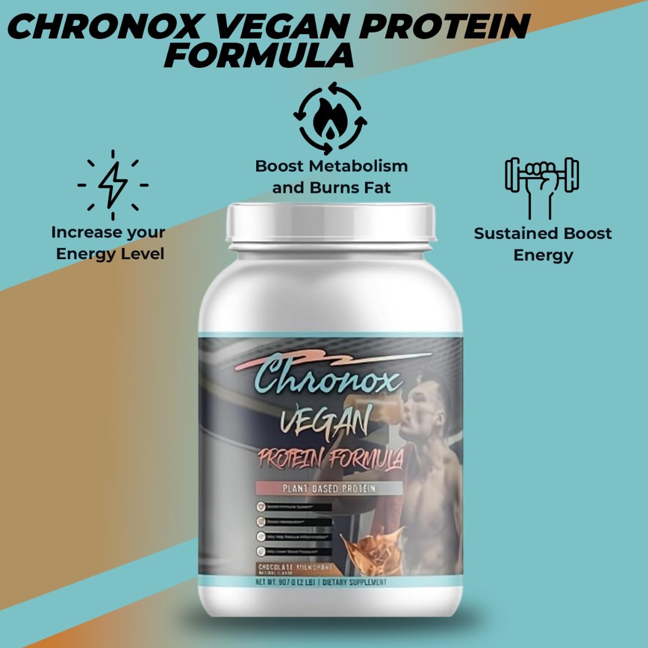 Chronox Vegan Protein Powder, Chocolate Flavor, 1 Count
